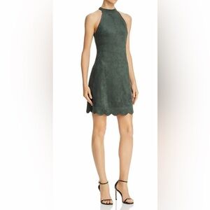 EUC Aqua Faux Suede Scalloped Bottom Cocktail Dress Size Small